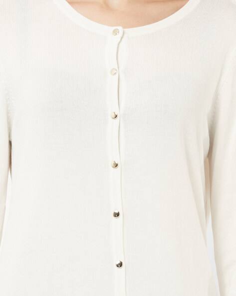 white button down sweaters