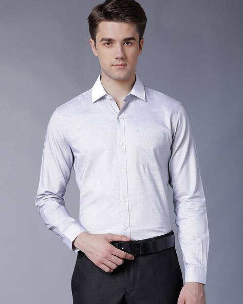 contrast collar shirt mens