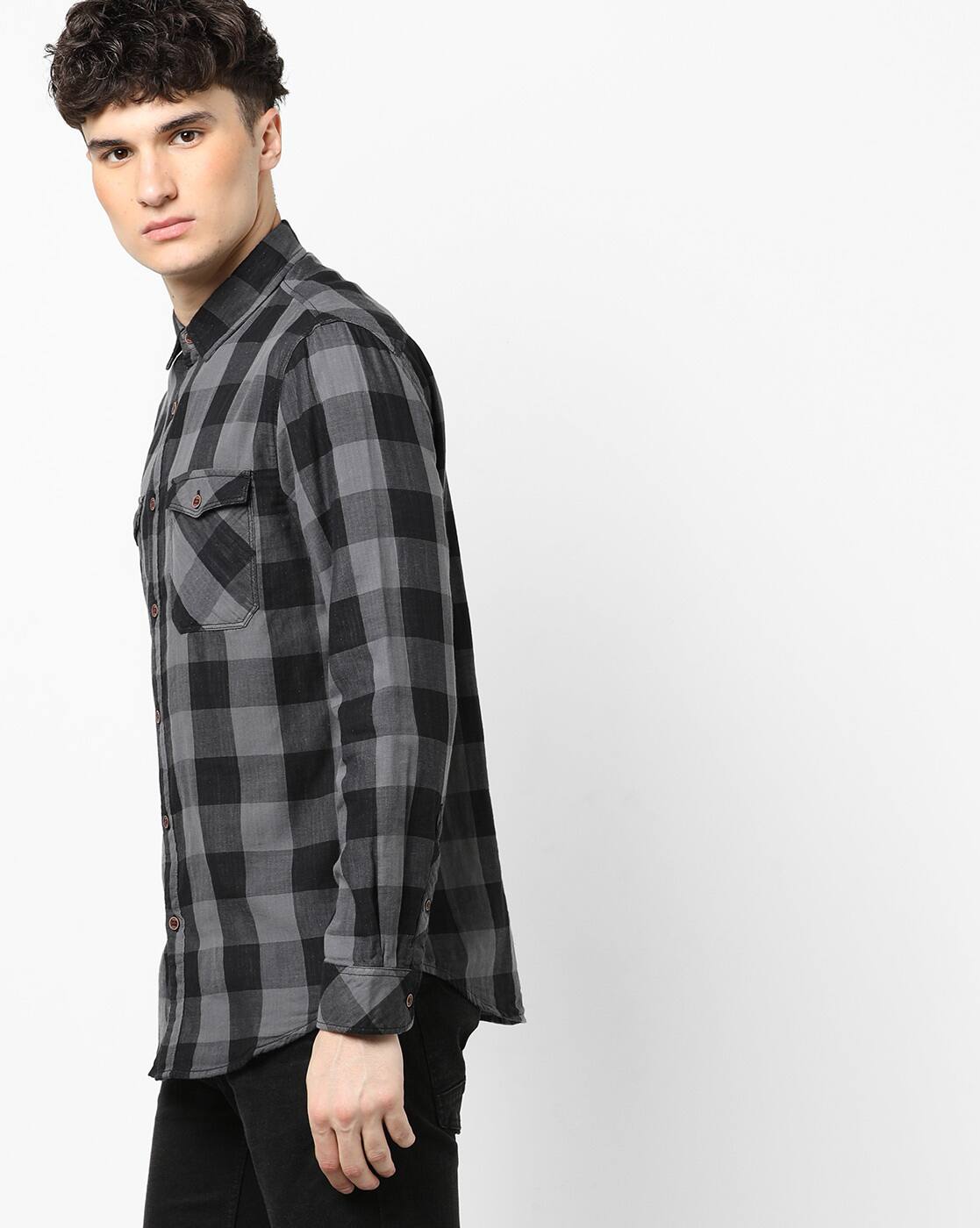 Buy Black & Grey Shirts for Men by AJIO Online | Ajio.com