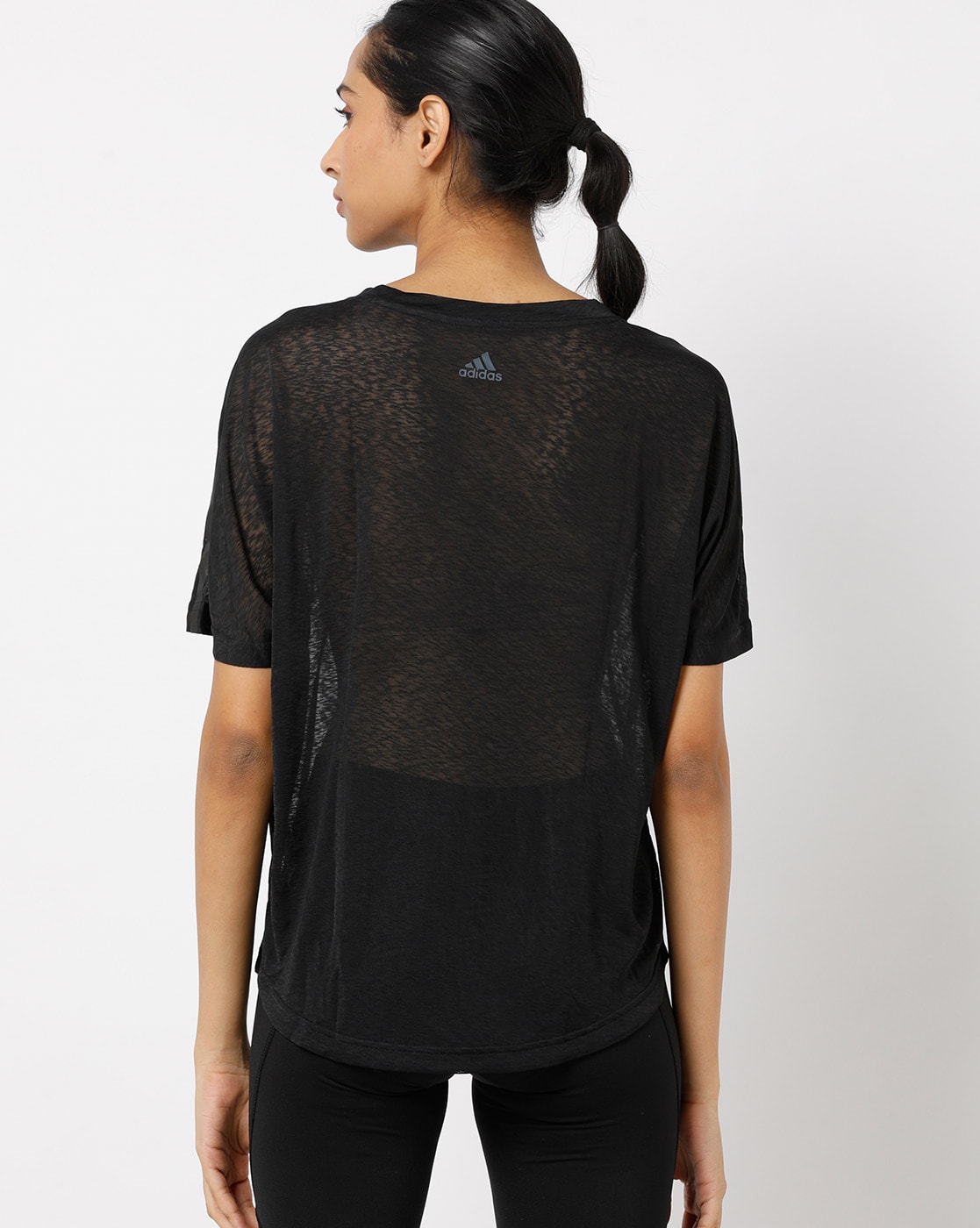 Semi-Sheer Top with Extended Sleeve