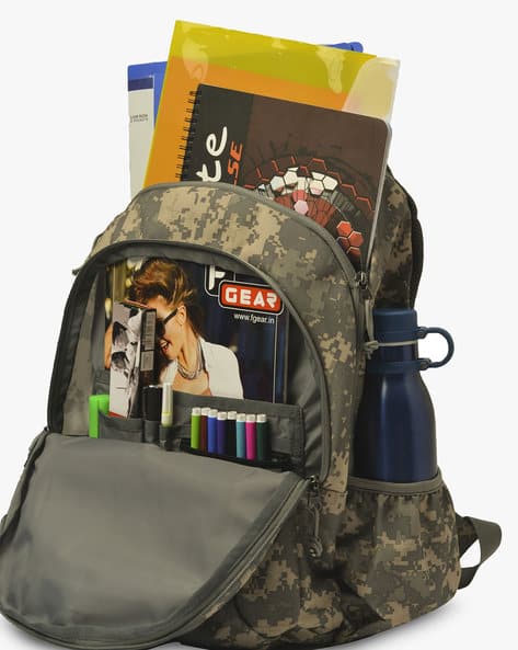 Camouflage Print Backpack with Adjustable Shoulder Straps