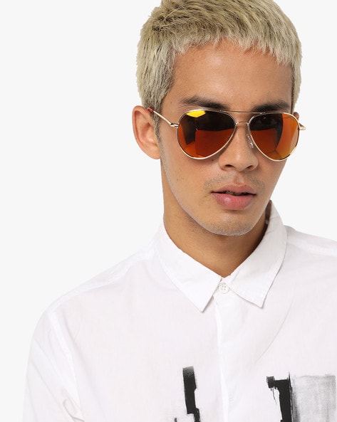 UV-Protected Mirrored Aviators with Top Bar