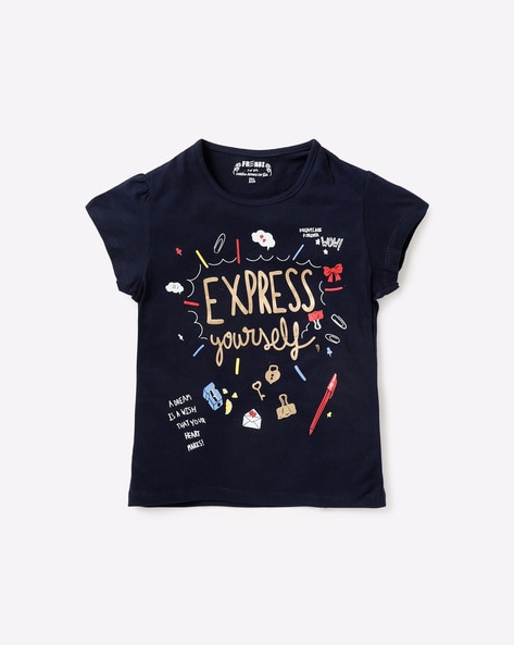 Buy Navy Blue Tshirts for Girls by KG FRENDZ Online