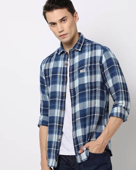 Washed Slim Fit Shirt with Patch Pocket (Image - 1)