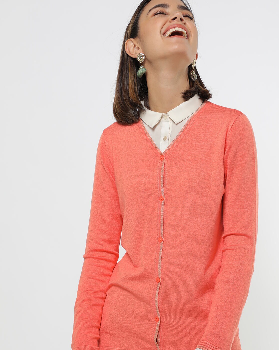 peach cardigan