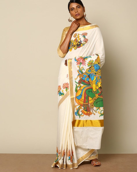 Floral Digital Printed Tissue Kerala Saree | PF950