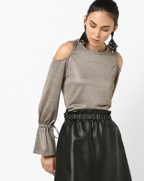 gold cold shoulder top
