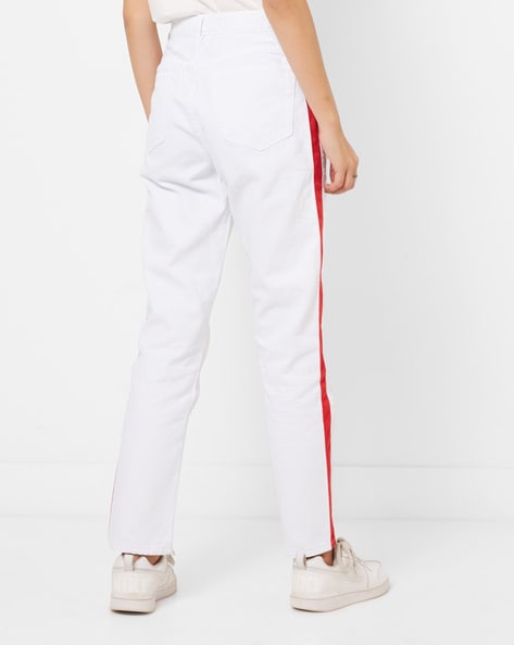 Pants with white store side stripe