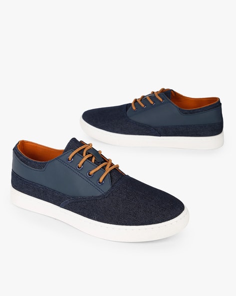 Panelled Low-Top Casual Shoes By AJIO ( Navy ) - 460212511007