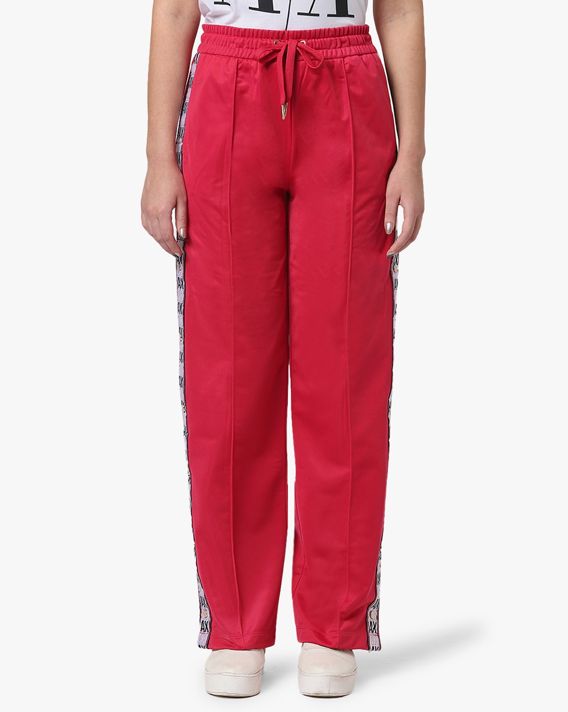 Womens Clothing Trousers Slacks and Chinos Straight-leg trousers Armani Exchange Synthetic Trouser in Red 