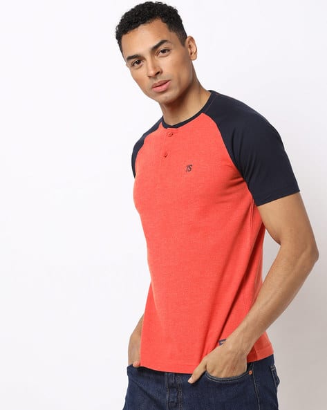 black and orange raglan shirt