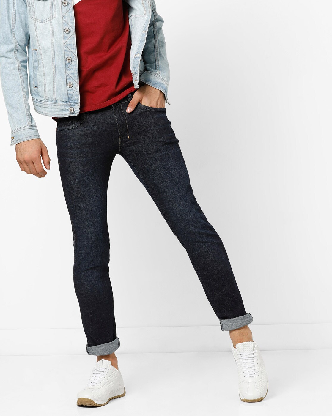 wrangler dark blue jeans