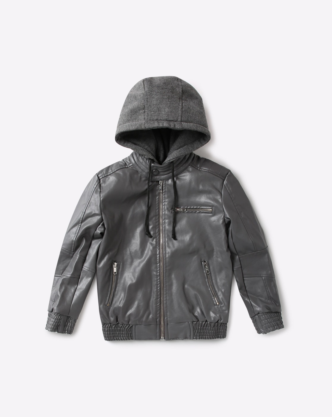 Hooded biker jacket - Black/Grey - Kids | H&M IN