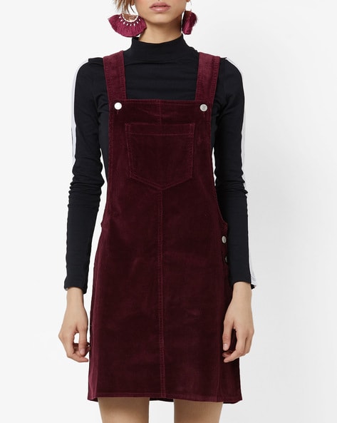 Burgundy cord dungaree dress best sale