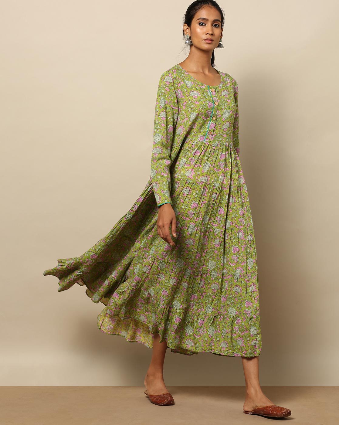 ajio green dress