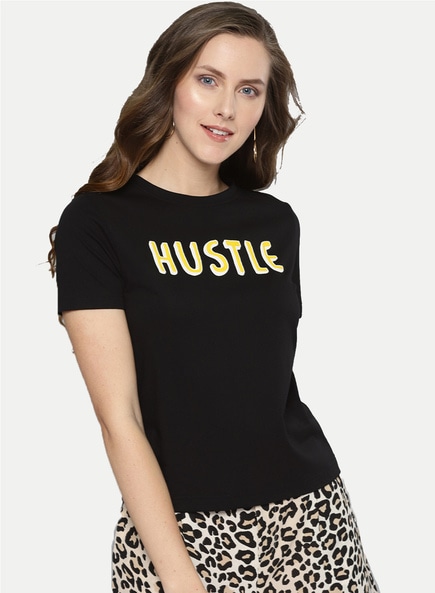 Buy Black Tshirts for Women by Besiva Online