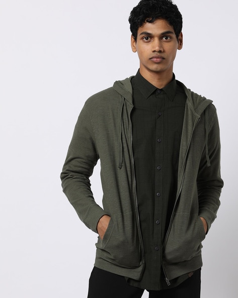 Winter Wear Olive Green Zipper Hoodie Sweatshirt For Men at Rs 1499, Mumbai