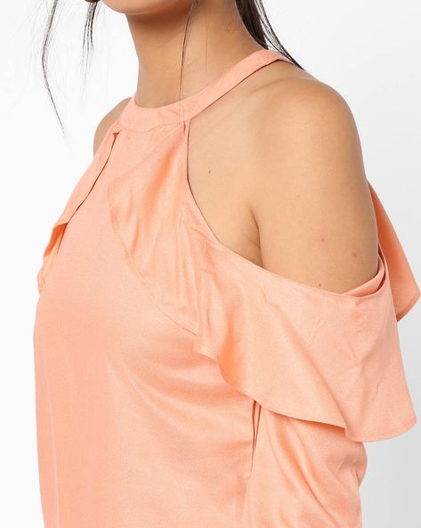 coral halter neck top