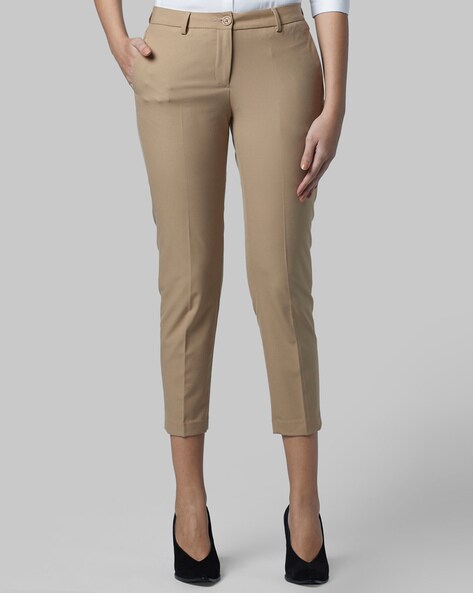 Buy Park Avenue Woman Grey Slim Fit Smart Casual Trousers - Trousers for  Women 738371 | Myntra