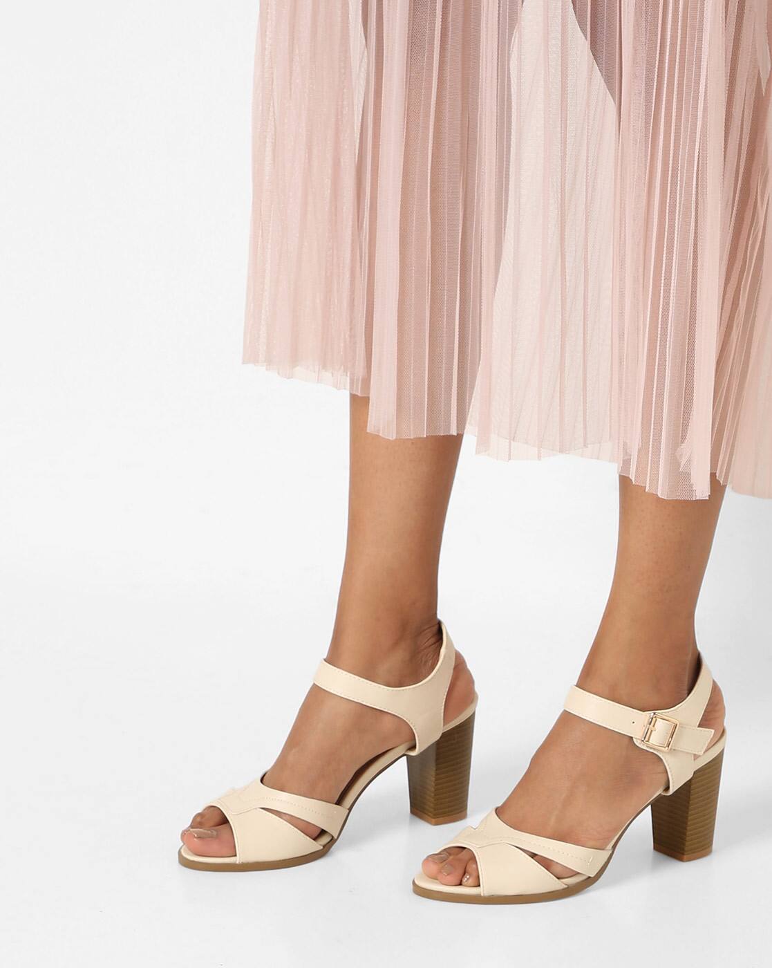 cream high sandals
