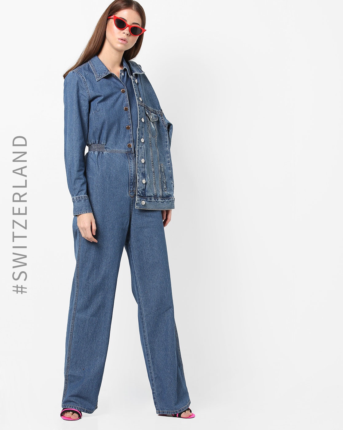 Mango Susan Denim Boilersuit, Open Blue, XS