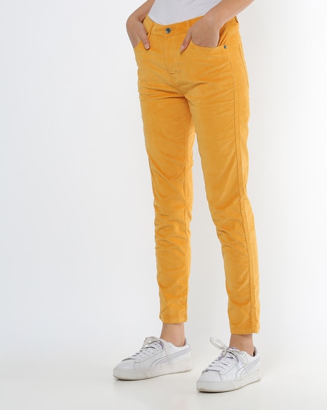 Buy YUFTA Womens Mustard Yellow  OffWhite Block Print Kurta with Trousers  at Amazonin