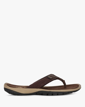 brown braided flip flops