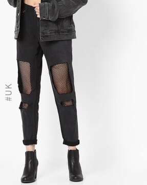 Black jeans clearance and fishnet tights