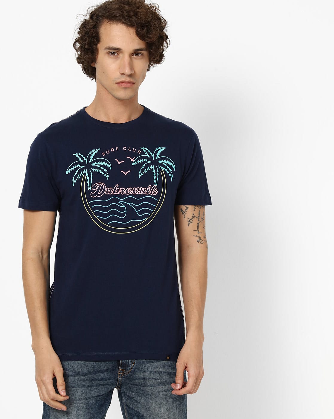 Navy Blue Tshirts for Men by VOI JEANS 