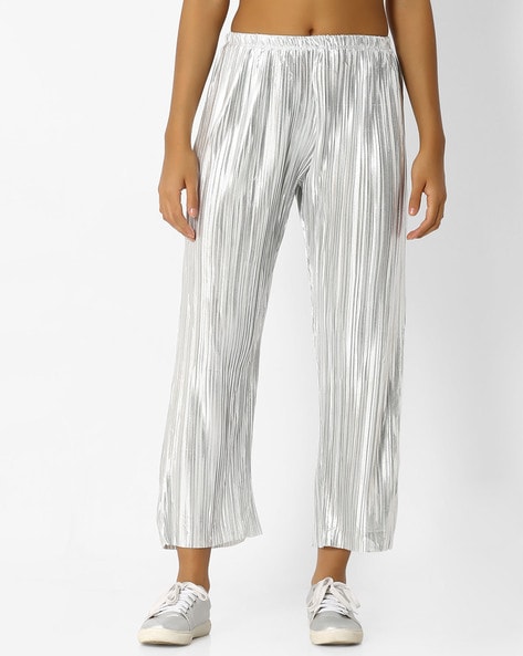 Buy Alexandre Vauthier Metallic Pleated Wideleg Trousers  Black At 33  Off  Editorialist