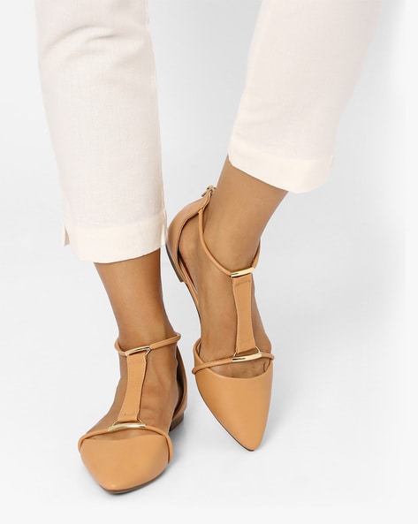 beige pointed flats