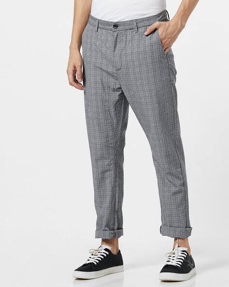 checked slim trousers mens