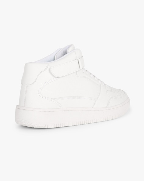 White sneakers deals mid top