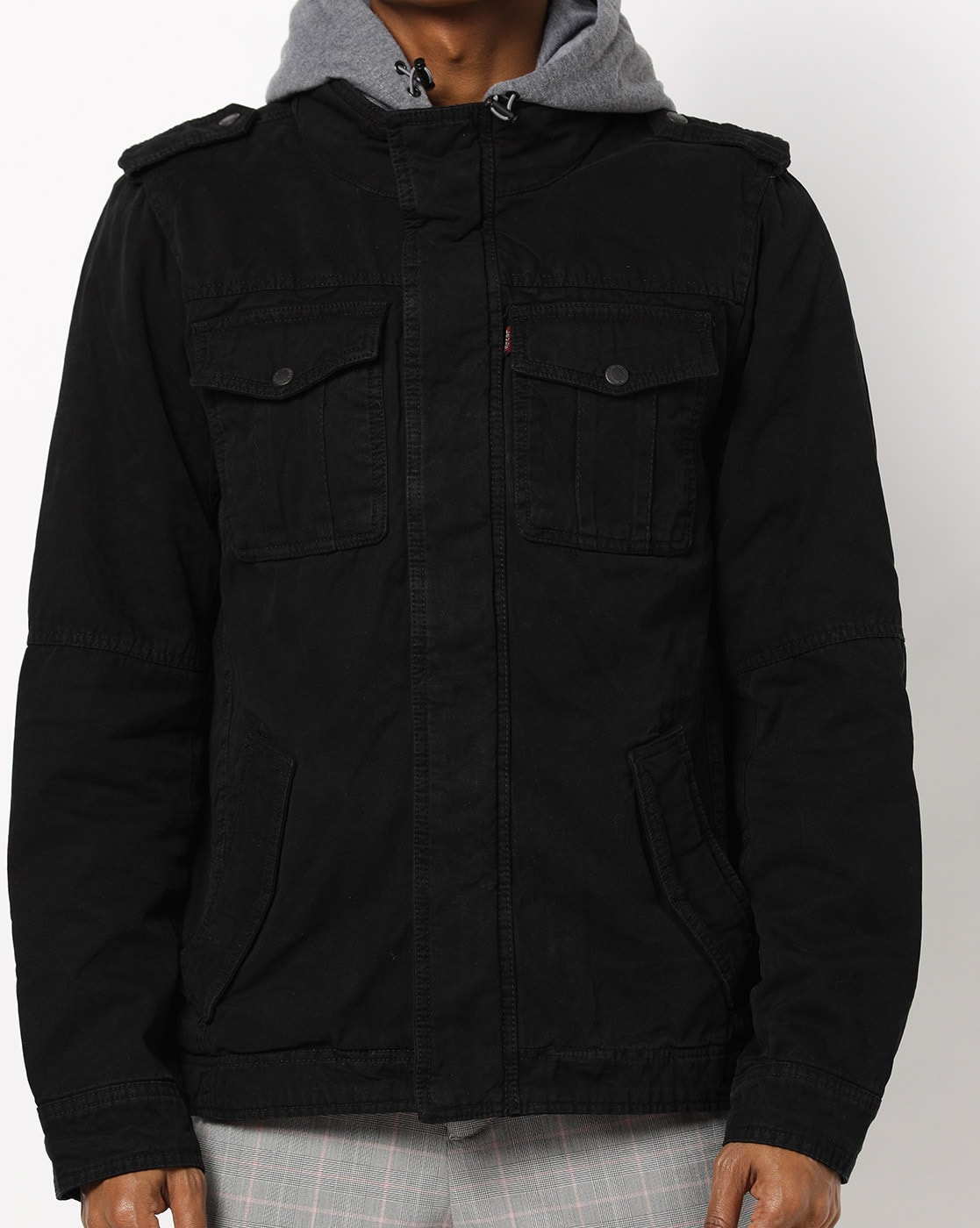 levis black denim hooded jacket