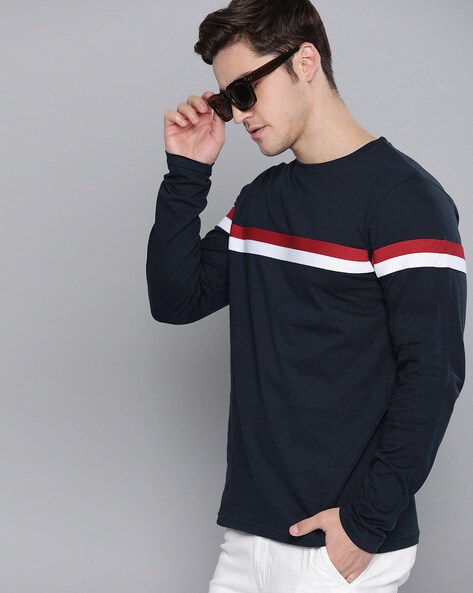 Crew-Neck T-shirt with Contrast Taping