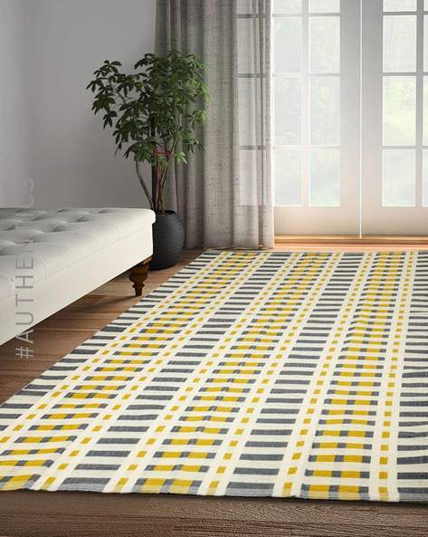 Buy Yellow Rugs Carpets Dhurries For Home Kitchen By Dhrohar