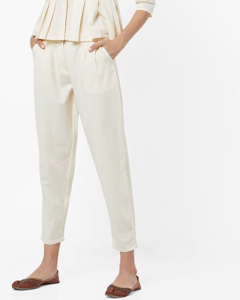 Buy Ankle Length Straight Pants Off White Online