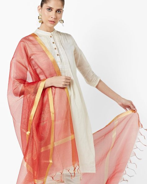 Jacquard Dupatta with Tassels Price in India