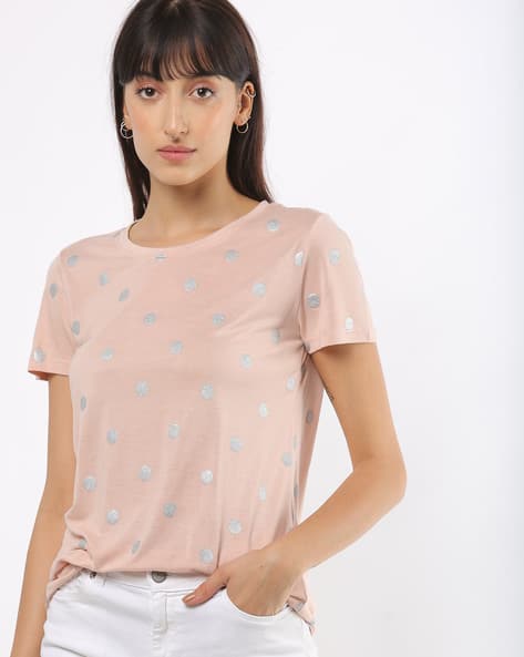Polka-Dot Crew-Neck T-shirt