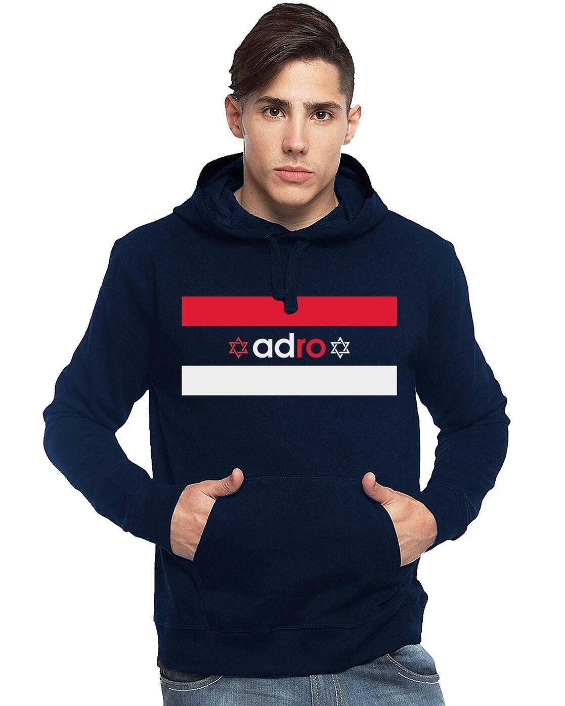 navy blue graphic hoodie