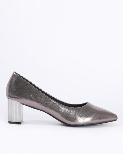 Buy Gunmetal Heeled Shoes for Women by 
