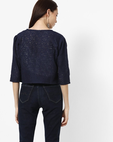 lace shrug navy blue