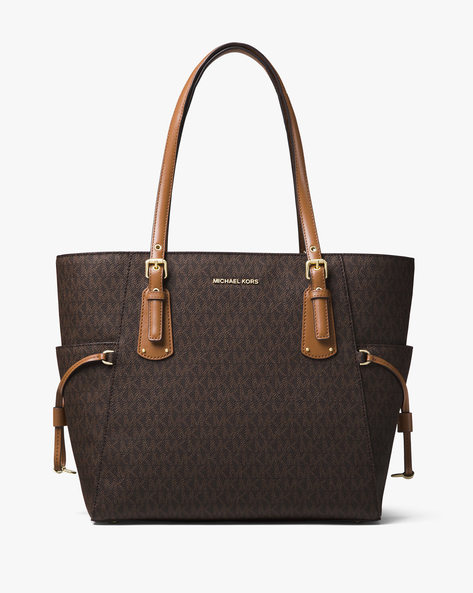 Buy Michael Kors Voyager Medium Logo Tote Bag | Brown Color Women | AJIO  LUXE