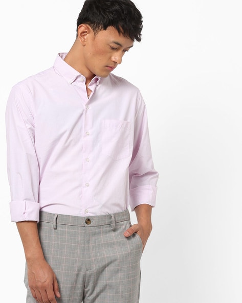 light pink shirt mens outfit