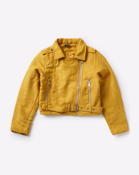 Girls yellow deals leather jacket