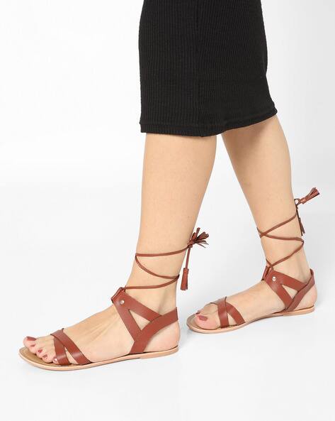 leather wrap sandals