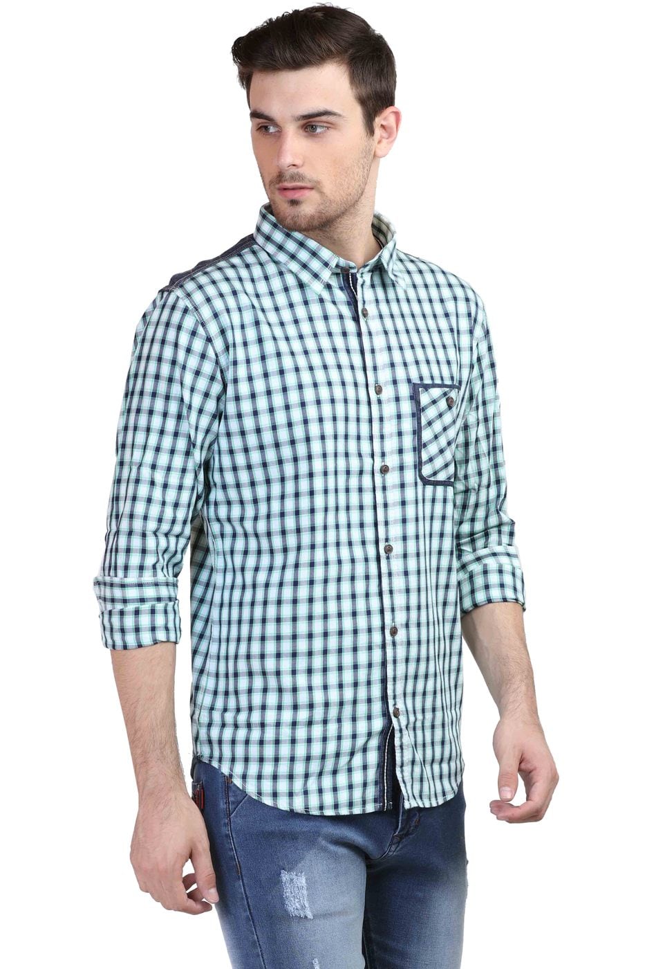 Buy Green WITH Checked Shirt | AJIO
