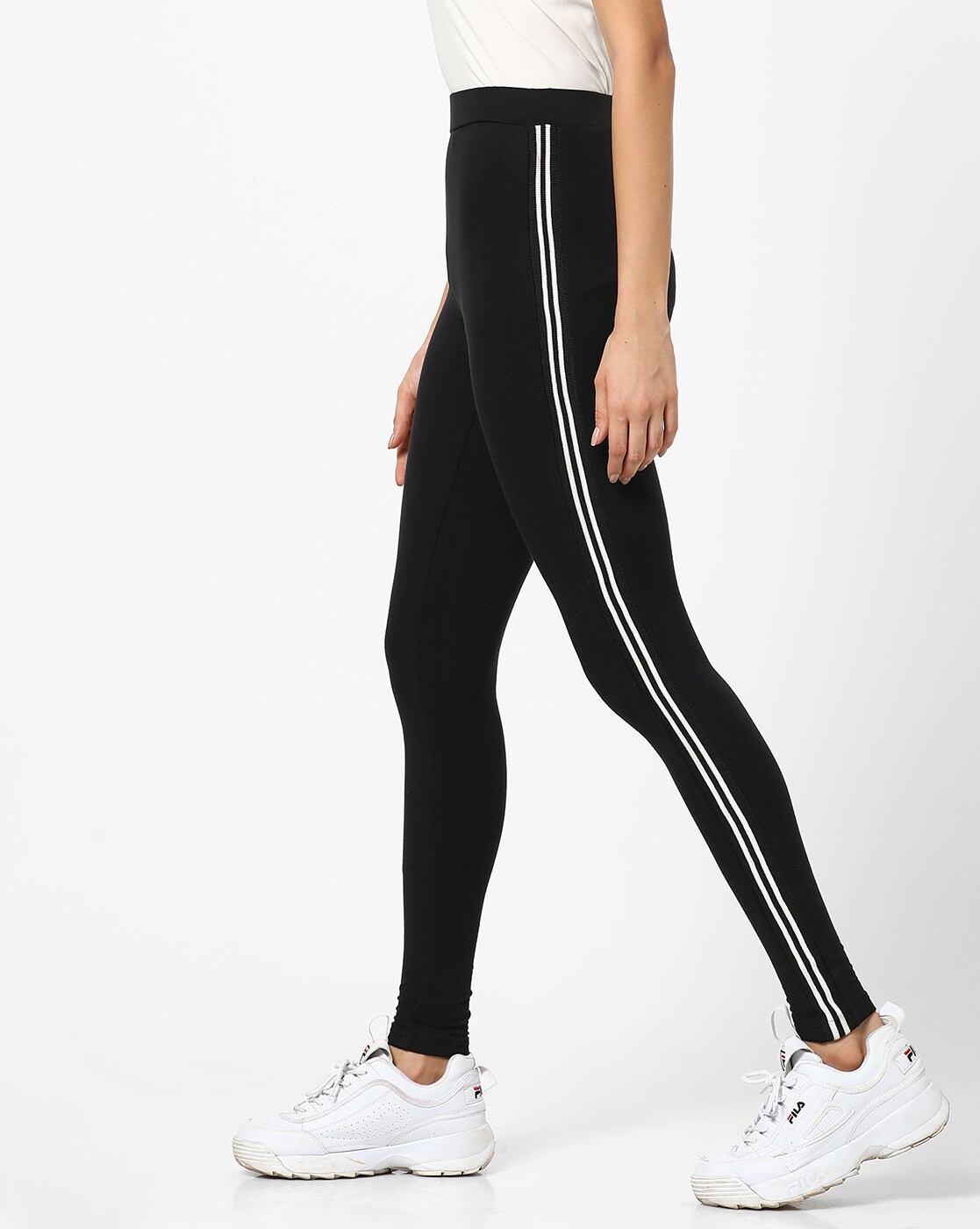 Buy Women Black Pin Stripe Leggings - Trends Online India - FabAlley