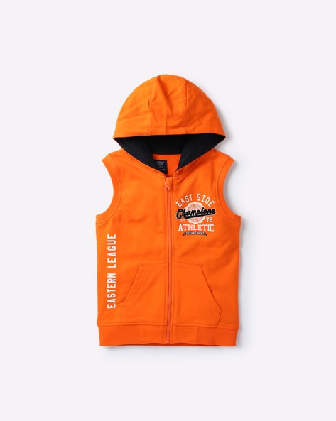 orange sleeveless hoodie