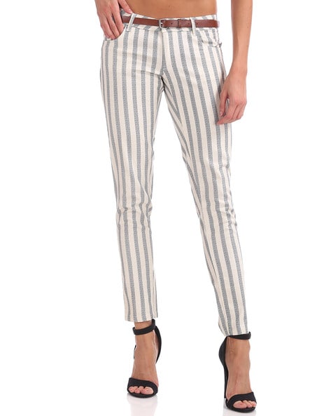 striped cropped pants
